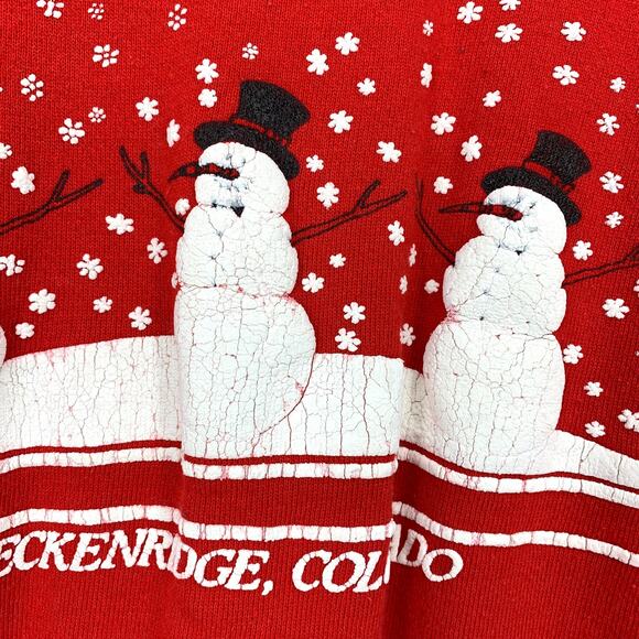 Vintage Sweatshirt Womens L Red Breckenridge Colorado Snowman Winter Pullover - Picture 5 of 5